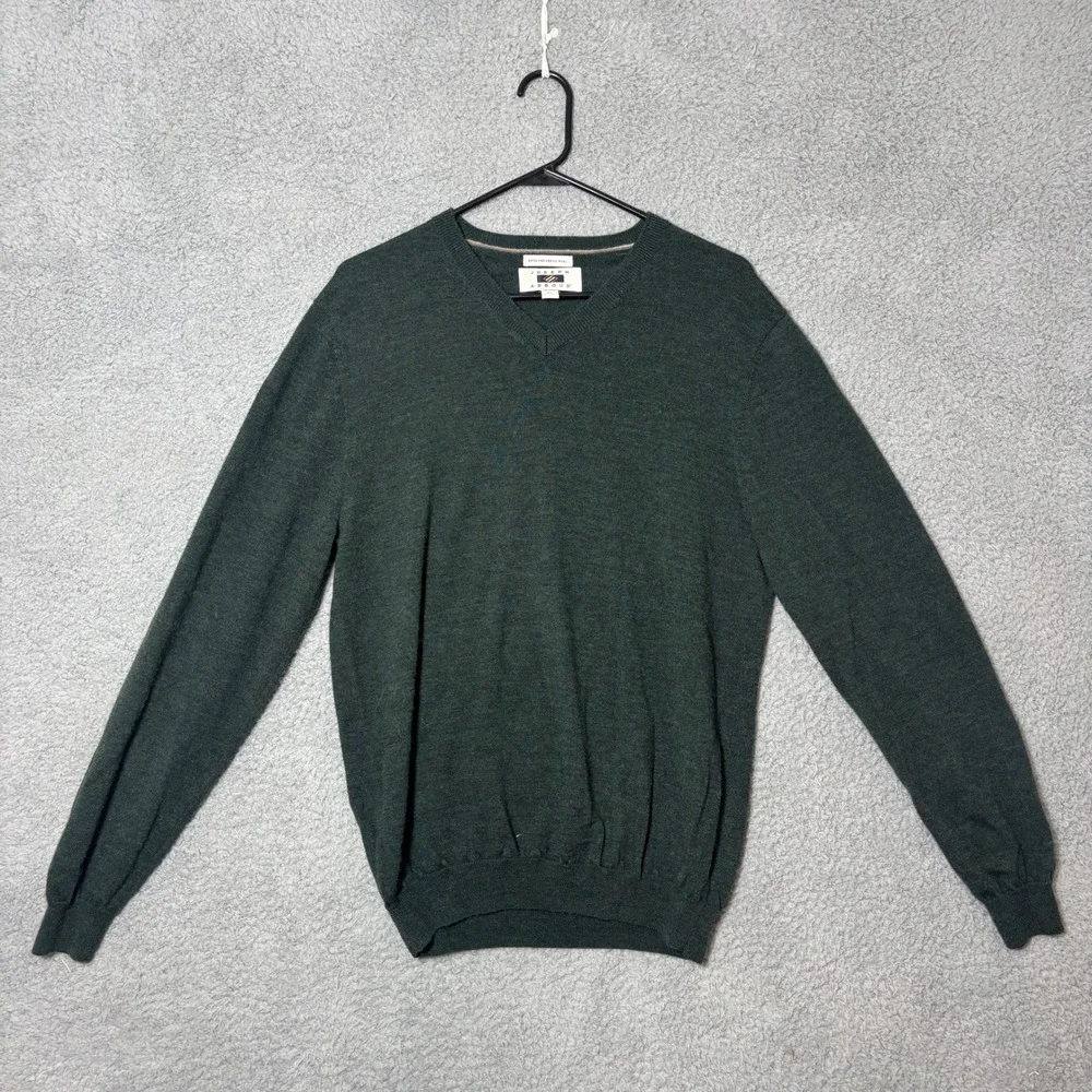 Joseph Abboud Mens XL Forest Green Extra Fine Merino Wool V-Neck Sweater‎